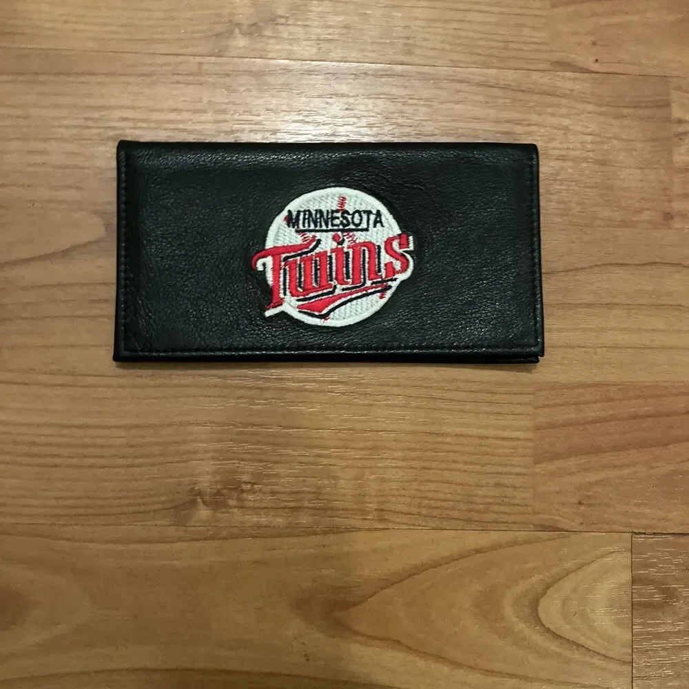 Minnesota Twins Leather Checkbook Cover Black